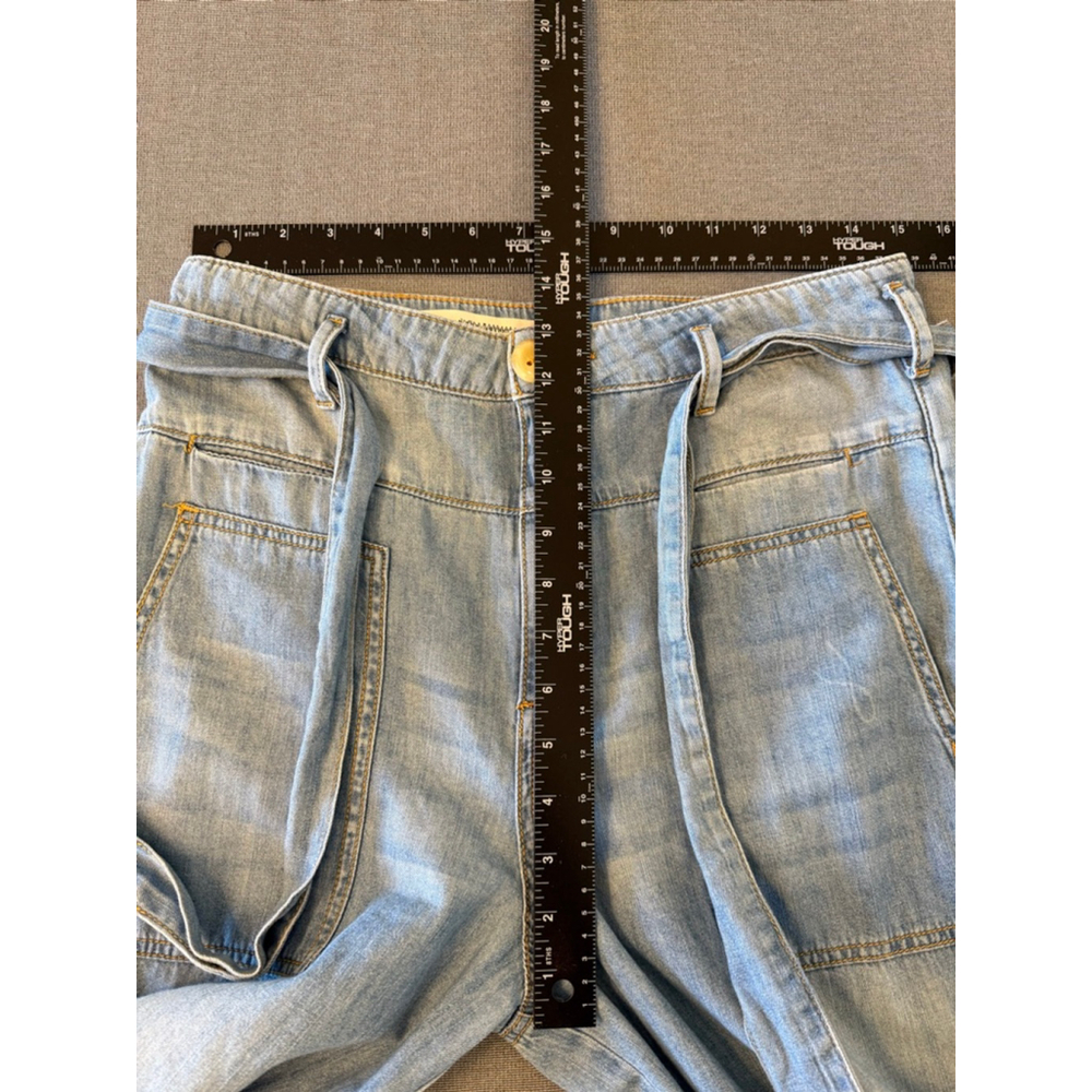 Anthropologie Pilcro high-rise, wide-leg, tie-waist jeans light blue SZ 28 - Picture 7 of 9